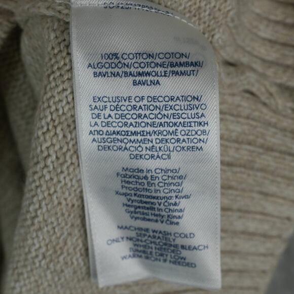 Chaps by Ralph Lauren Sweater Mens XXL Cream Jumper Chunky Knit Cotton Patches - Picture 8 of 9